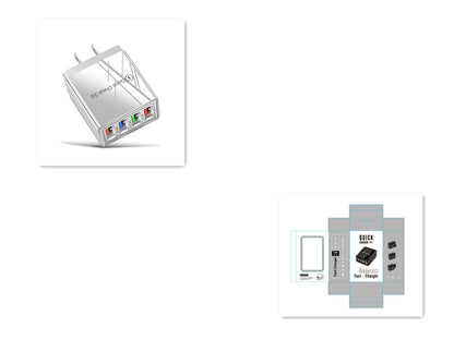 Cargador USB de carga rápida 3,0, adaptador de teléfono de 4 puertos para tableta Huawei IPhone 12, cargador móvil de pared portátil, cargador rápido