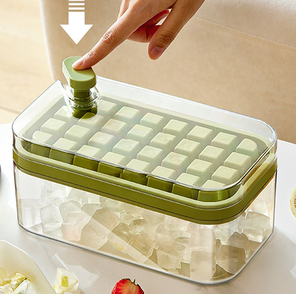 One-button Press Type Ice Mold Box Plastics Ice Cube Maker Ice Tray Mold With Storage Box With Lid Bar Kitchen Accessories