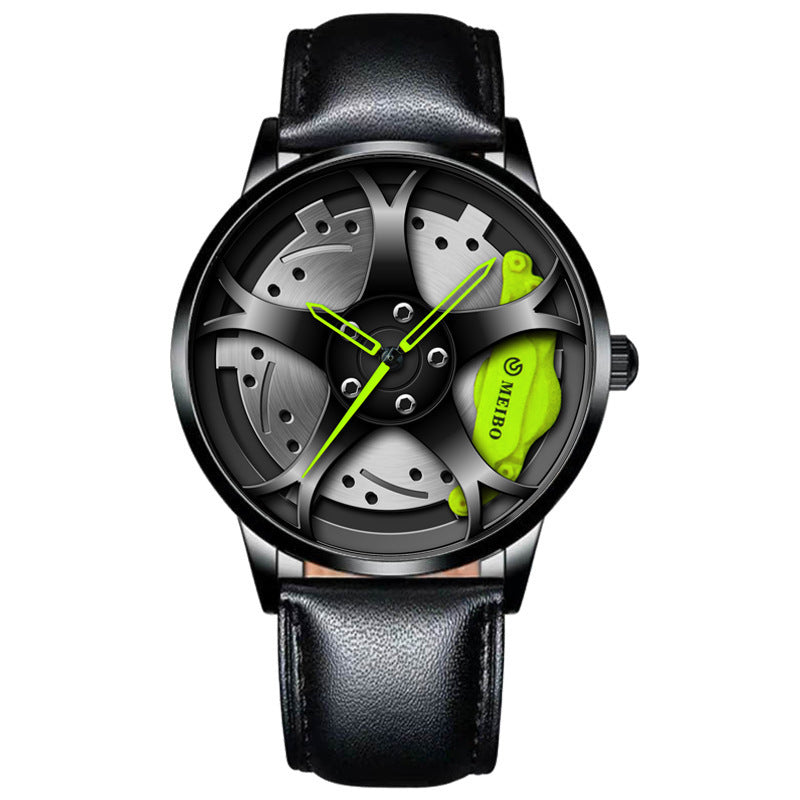 Reloj de cuarzo con cubo de rueda para hombre