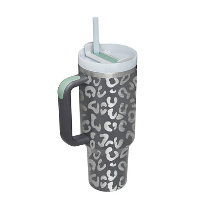 Thermal Mug 40oz Straw Coffee Insulation Cup With Handle, Portable Car Stainless Steel Water Bottle