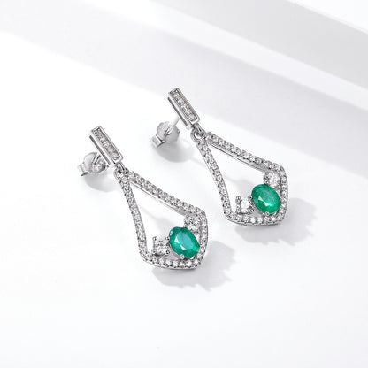 Natural Emerald Earrings High Quality Zirconium Earrings S925 Silver