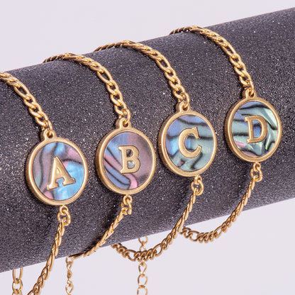 Stainless Steel Round Letter Bracelet