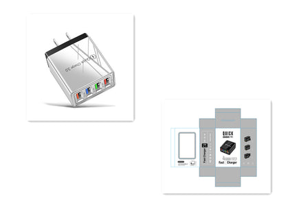 Cargador USB de carga rápida 3,0, adaptador de teléfono de 4 puertos para tableta Huawei IPhone 12, cargador móvil de pared portátil, cargador rápido