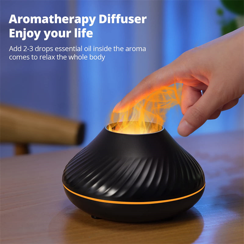 Difusor de aroma de llama volcánica Lámpara de aceite esencial 130 ml Humidificador de aire portátil USB con luz nocturna de color Generador de niebla Fogger Luz LED