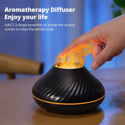 Volcanic Flame Aroma Diffuser Essential Oil Lamp 130ml USB Portable Air Humidifier With Colour Night Light Mist Maker Fogger LED Light