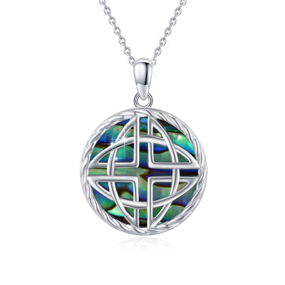 Celtic Chain Necklace for Women S925 Sterling Silver Celtic Knot Jewelry Abalone Shell Necklace Gifts for Women Girls