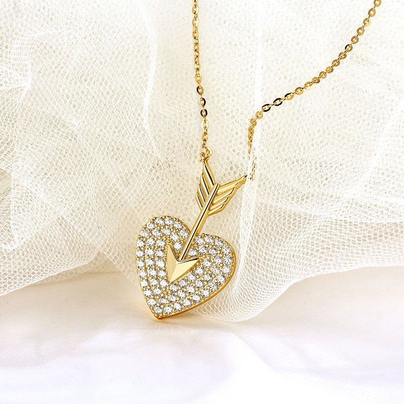 Sterling Silver, Gold Diamond Necklace Heart Shaped