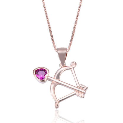 S925 Silver Diamond Creative Heart Bow And Arrow Pendant