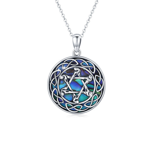 Celtic Knot Necklace 925 Sterling Silver Abalone Star of David Pendant Necklace for Women Jewish Amulet Jewellery Accessory