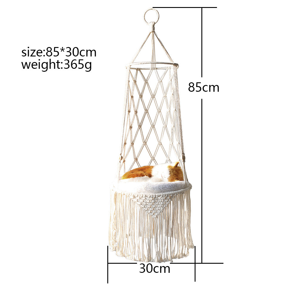 Cama para mascotas colgante Macrame, hamaca para gatos Macrame, hamaca para gatos colgante en la pared, columpio para gatos Macrame