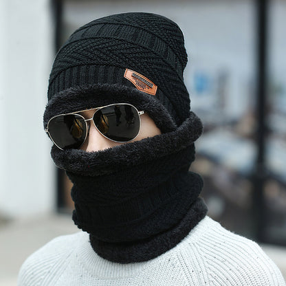 Conjunto de gorro de inverno, cachecol, chapéu de malha quente, forrado de lã grossa, chapéu de inverno, aquecedor de pescoço para homens e mulheres