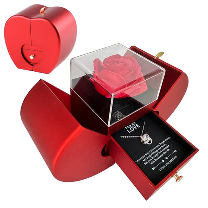 Fashion Red Apple jewelry Box+Necklace With Artificial Rose Flower