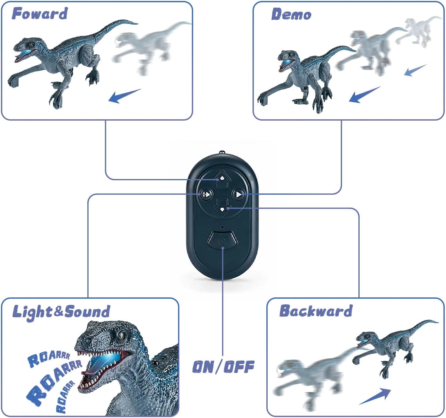 Juguetes De Dinosaurio De Control Remoto, Juguete De Dinosaurio Caminante Eléctrico para Niños, Juguetes Velociraptor Jurásico con Sonidos De Simulación Realistas Y Luz para Regalos para Niños De 3 A 7 Años