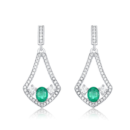 Natural Emerald Earrings High Quality Zirconium Earrings S925 Silver