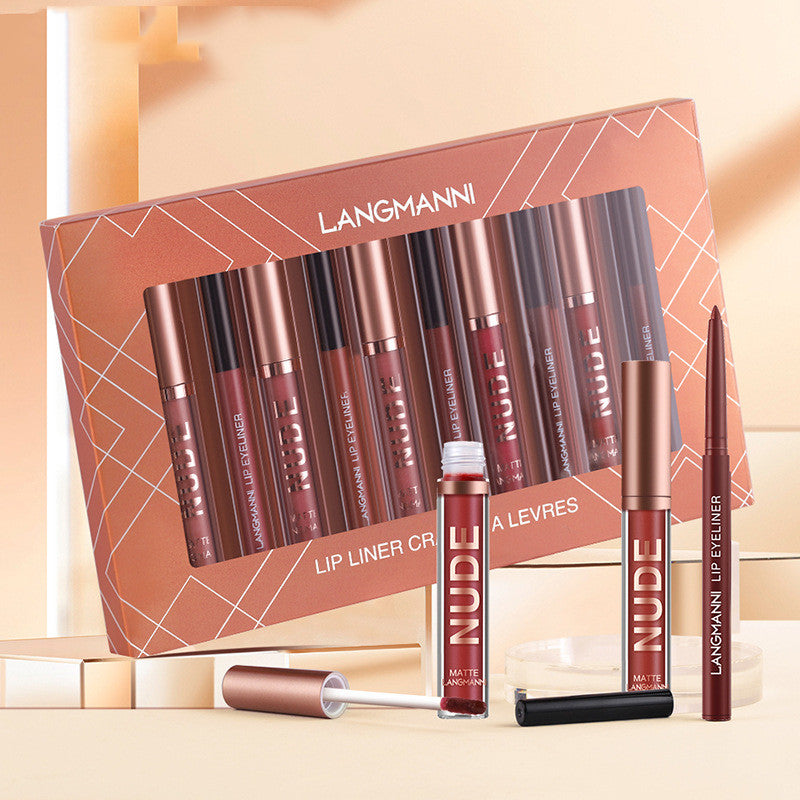 Delineador de labios y lápiz labial maquillaje 12 piezas Set 6 lápiz labial mate 6 delineadores de labios lápiz labial mate resistente al agua de larga duración