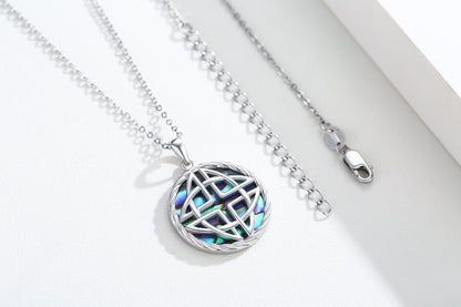 Celtic Chain Necklace for Women S925 Sterling Silver Celtic Knot Jewelry Abalone Shell Necklace Gifts for Women Girls