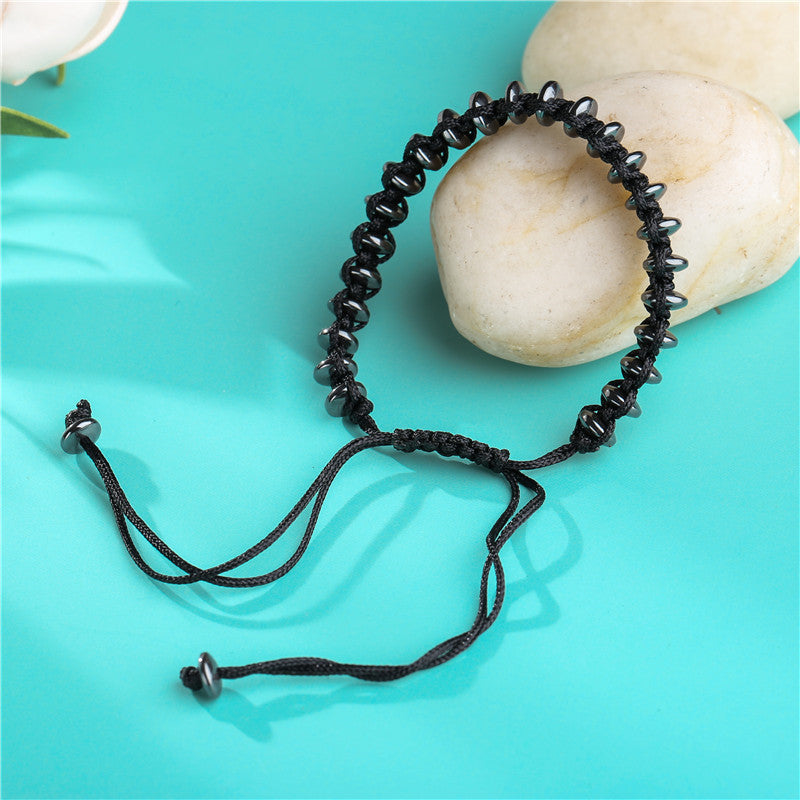 Pulseira masculina pedra ferro preto três conjuntos de pulseiras