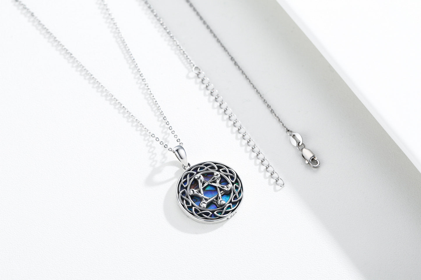 Celtic Knot Necklace 925 Sterling Silver Abalone Star of David Pendant Necklace for Women Jewish Amulet Jewellery Accessory