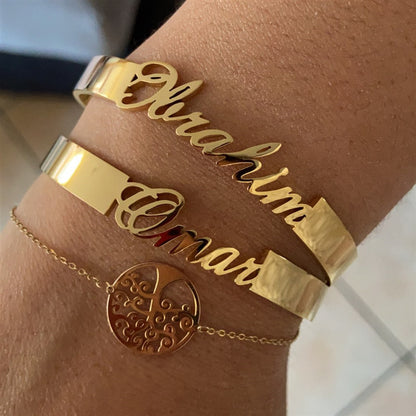 Pulsera con nombre personalizado, brazaletes personalizados, joyería de acero inoxidable