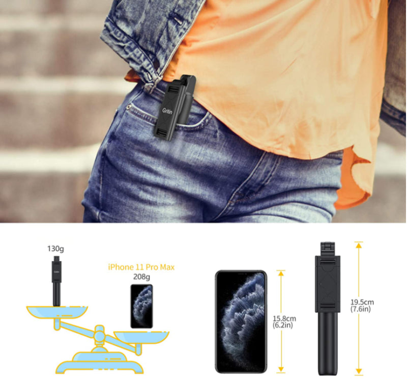 Bluetooth Selfie Tripod Telescopic Stick Remote Monopod Extendable Phone Stand