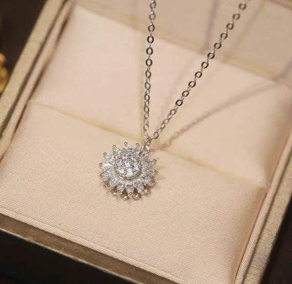 Rotatable Sunflower Necklace Full Of Zircon