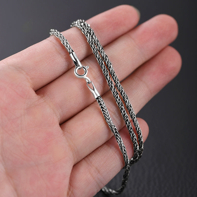 925 Silver 2.0 Braided Necklace Men's Tide Brand Retro