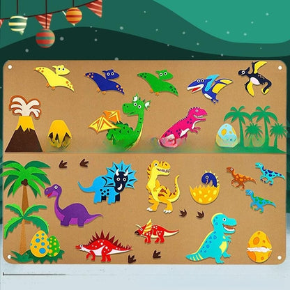 Juego de fieltro tridimensional 3DIY para educación temprana para niños, tablero de historia, tablero de aprendizaje, estampado de dinosaurio, Animal