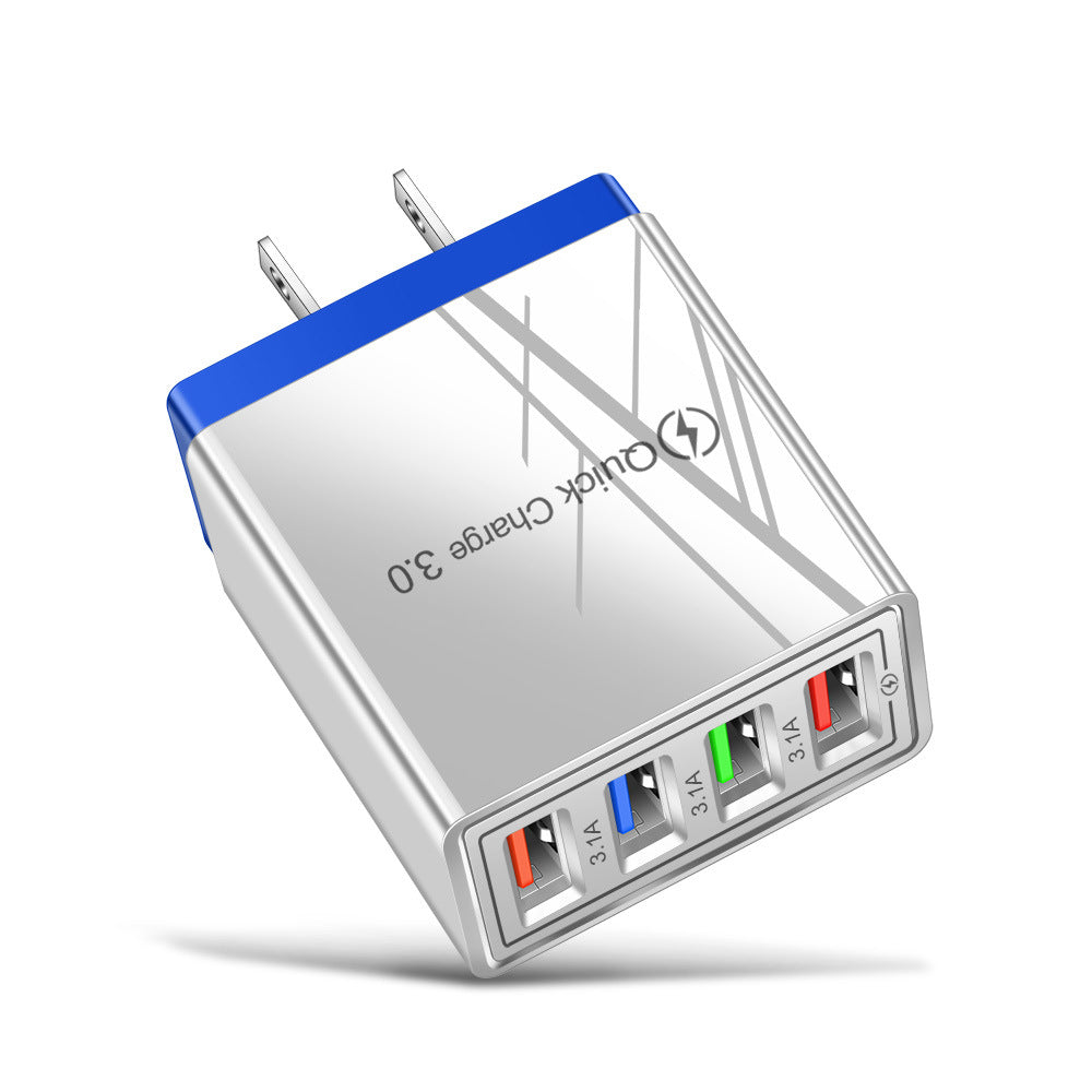 Carregador usb carga rápida 3.0 4 portas adaptador de telefone para huawei iphone 12 tablet portátil carregador móvel parede carregador rápido