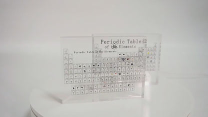 Mesa periódica de elemento químico acrílico, cartão de exibição de aprendizagem, elemento de cristal, artesanato de mesa periódica