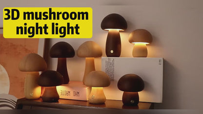 INS Luz de noche LED de seta linda de madera con interruptor táctil Lámpara de mesa de noche para dormitorio Habitación de niños Lámparas de noche para dormir Decoración para el hogar