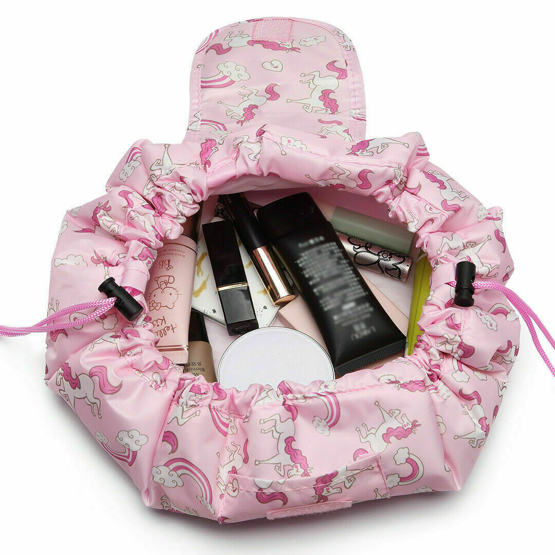 Portable waterproof drawstring cosmetic bag