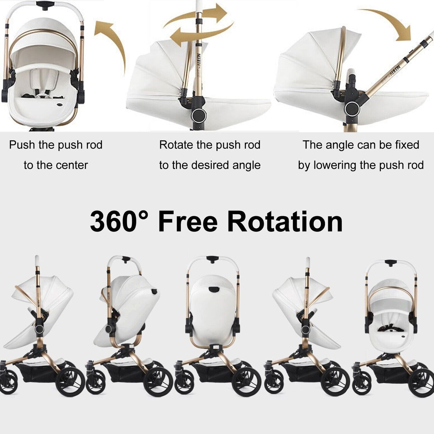Full Moon Baby Stroller For Babies, 360° Rotation, Pram 3in1 Newborn Pushchair.