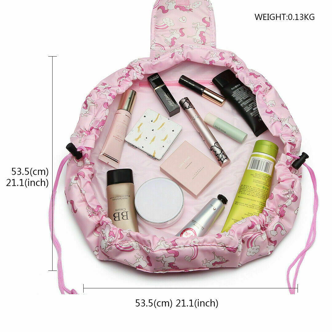 Portable waterproof drawstring cosmetic bag